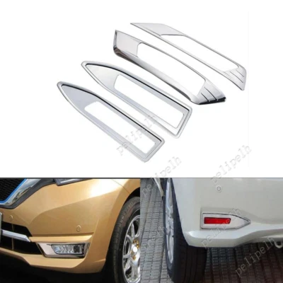 Front+Rear Fog Light Lamp Cover Trim For 2017-2019 Nissan Versa Note Hatchback - Image 1 of 4