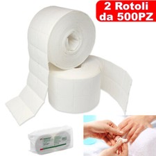 2 ROTOLI TAMPONI PAD PADS IN CELLULOSA PER RICOSTRUZIONE UNGHIE NAIL ART 1000pz