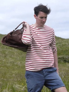 Breton Shirt by Saint James – Minquiers Moderne in Cream & Persian Red - Picture 1 of 5