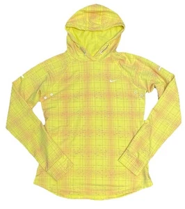 Nike Hoodie Long-Sleeve Yellow Plaid Pullover Thumbholes Women’s Small Preowned - Picture 1 of 7