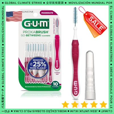 GUM Proxabrush Go-Betweens Moderate Interdental Brush — Non-Slip Pink Handle - Image 1 of 4