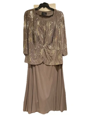 ALEX EVENINGS 2pc Jacket Dress -Sequin Bodice &Jacket, Sz 24W Pewter Frost -New - Image 1 of 4