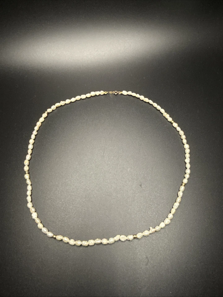 14k Gold Beaded Baroque Pearl Necklace ~18” - Image 1 of 4
