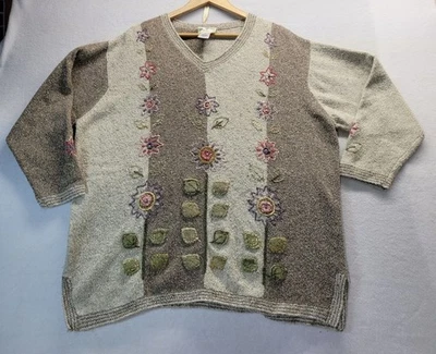 SUSAN BRISTOL Oversized Fit Slit Sides Sweater Floral Womens Plus 2W VINTAGE EUC - Image 1 of 4