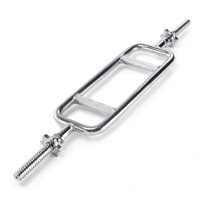 Barra de tríceps roscada de cromo macizo para levantamiento de pesas y culturismo IRBB-34T Foto 1 de 4