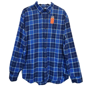 St. John's Bay Men’s XXL Soft Flannel Shirt Button Down Blue Plaid Classic NEW - Picture 1 of 7