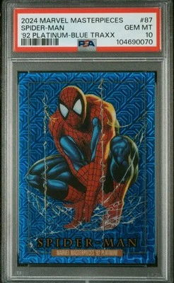 2024 Marvel Masterpieces '92 Platinum #87 Spider-Man Blue Traxx PSA 10 LOW POP🔥 - Image 1 of 3