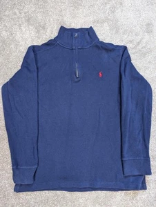 Polo Ralph Lauren Women Sweater Size L Sweatshirt Navy Blue Small Quarter Zip - Picture 1 of 12