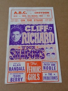 Cliff Richard & Shadows 1963 A.B.C. Croydon Handbill (Vernons Girls) - Imagen 1 de 1