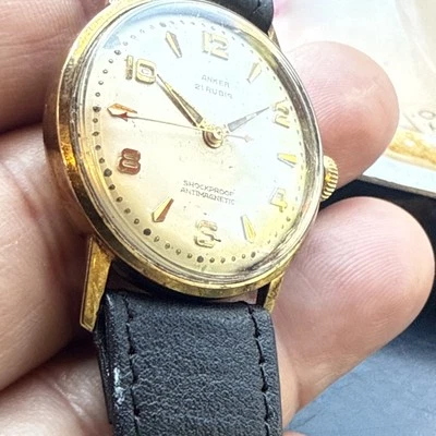 Reloj mecánico vintage Anker Stossicher 21 rubíes chapado en oro para hombre - Funciona  Foto 1 de 4