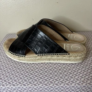 Kanna Platform Criss Cross Black Leather Croc Slip On Sandals 41 Spain - Picture 1 of 8