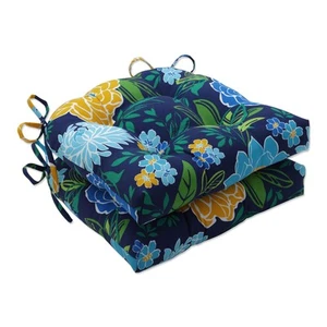 Floral Indoor/Outdoor Chairpad with Ties, Reversible, Tufted, Weather, and Fa... - Picture 1 of 5