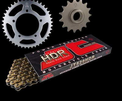 Juego de cadena y piñón HDR de alta resistencia Aprilia 650 Pegaso Strada 05-09 dorado Foto 1 de 4