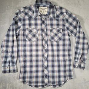 Canyon River Blues Shirt Mens Large Blue Plaid Pearl Snap Country Western Cowboy - Picture 1 of 8