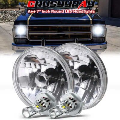 Par de faros LED redondos de 7 pulgadas haz alto/bajo para GMC C15/C25 C35 1975-1978 S+ Foto 1 de 4