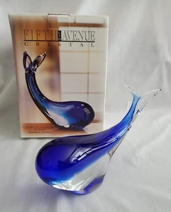 Fifth Avenue Kristall ~ 10" Wal Handarbeit Kunstglas Marineblau Schwer! - Bild 1 von 8