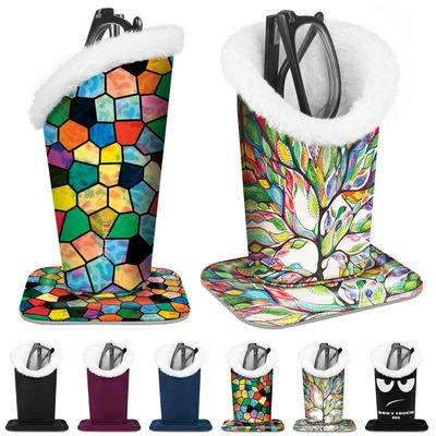 Estuche con soporte para gafas forrado de felpa de cuero PU con base magnética Foto 1 de 4