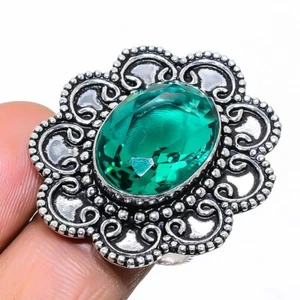 Mint Tourmaline Gemstone Handmade 925 Sterling Silver Jewelry Ring Size 7.5 (US) - Picture 1 of 1