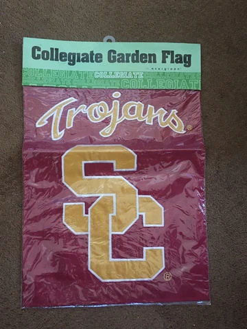 USC TROJANS "SC" 12-1/2 X 18-1/2" BANNER FLAG NEW Sealed Made By Evergreen Cover