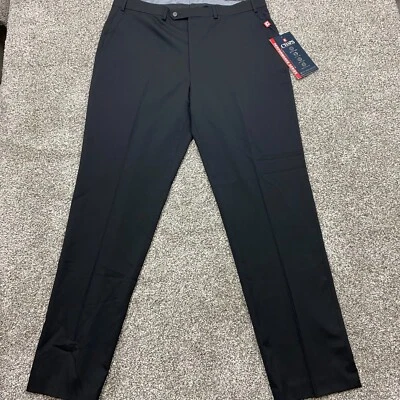 Chaps dress pants mens 38X34 black wool Extended tab straight leg office b - Image 1 of 4