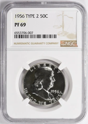 1956 Franklin Half Dollar Type 2 50c NGC Graded Proof-69 - **STUNNING COIN** Cover