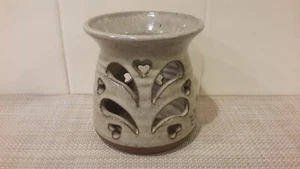 OUT OF HAND Studio Art Pottery Glazed Carved Lamp Candle Holder Vase 4" EUC - Picture 1 of 11