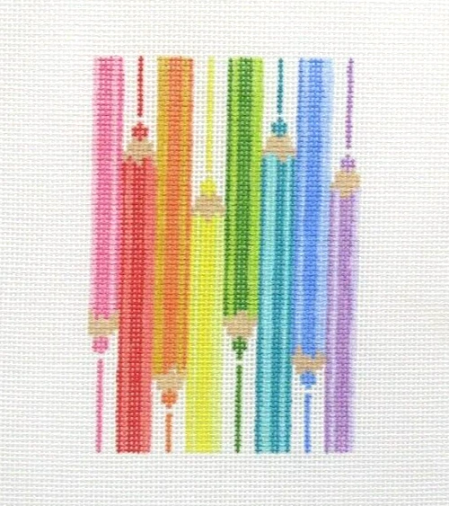 Elizabeth Crane Swartz Pencils Passport Size Handpainted Needlepoint Canvas - Image 1 of 1