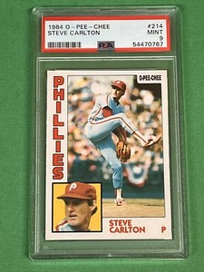 STEVE CARLTON 1984 TOPPS O PEE CHEE PHILADELPHIA PHILLIES CARD #214 PSA MINT 9