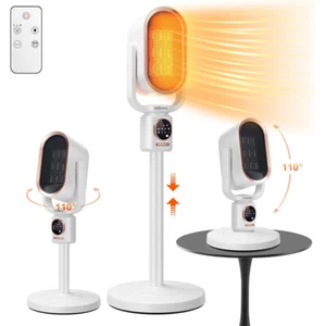 Portable Space Heater Height Adjustable 3D Oscillating &Remote Timer Night Light - Picture 1 of 7