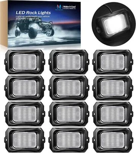 12 Pods C2 Curved White LED Rock Lights-Underbody Underglow Lights for Car Truck - Picture 1 of 8