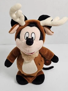 Wind Up Mickey Mouse In Reindeer Costume Walt Disney World 9in Plush As Is - Picture 1 of 10