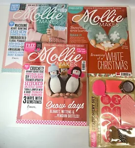 Lot 3 Mollie Makes Magazines 33, 48 & 88~W/Stationery Gift~Exclusive Papers - Foto 1 di 2