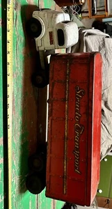 Vintage Structo Toys Semi C-3044 & Transport Red Trailer Freeport, IL USA 1950’s - Picture 1 of 13