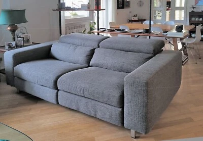 divano 3 posti poltronesofà tessuto  sfoderabile grigio cuscini in piuma  - Immagine 1 di 4