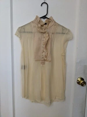 Derek Lam 透明无袖棉质/丝绸衬衫腮红 8 码 *缺纽扣 — 第 1/4 张图片