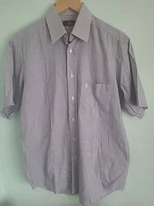 Camicia uomo Fendi Made In Italy manica corta gessato blu/bianco taglia 39 large - Foto 1 di 10