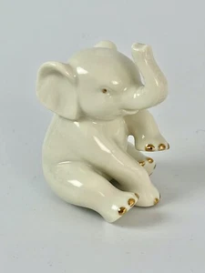 Lenox Baby Elephant Porcelain Figurine Trunk Up Lucky Gold Trim 2.5" Tall - Picture 1 of 3