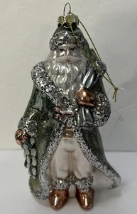 Dillard's Glitter Sparkley Snow Santa Glass Christmas Tree Ornament - 8" Tall - Picture 1 of 8
