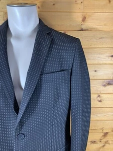John Varvatos Mens Sport Jacket Size 40R Black Polka Dot Polyester Blend Blazer - Picture 1 of 12
