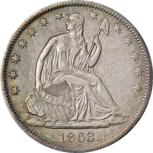 1863-S Seated Half Dollar Choice AU/BU Details Great Eye Appeal Strong Strike - Picture 1 of 2