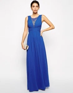 CHI LONDON Bleu Robe Longue sans Manche Taille UK8 EUR36 US4 - Imagen 1 de 4