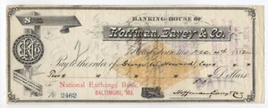 1882 Hagerstown MD check Hoffman, Eavey & Co. with dog vignette RN-G1 [y2894] - Picture 1 of 3