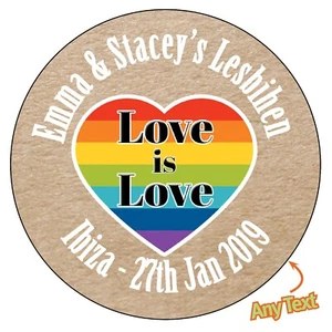 Personalisierte Regenbogenherz Lesben Partytasche Aufkleber LGBTQ Henne STAG 1151 - Bild 1 von 3