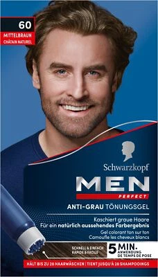 Schwarzkopf Men Perfect Anti-Grau Tönungs-Gel 60 Mittelbraun Anti-Grau, 1x 80 ml