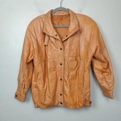 Vintage Harrods Bomber Jacket Size 42 Medium Approx Tan Military Button Up Biker - Image 1 of 4