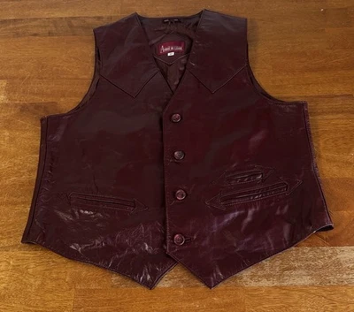 Colete Masculino Vintage Anos 80 Western Couro Genuíno 44 Cowboy Ranch ANDRE DE LEURE - Imagem 1 de 4