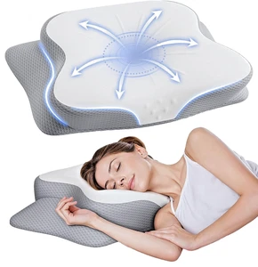 Cervical Ergonomic Contour Neck Pillows Neck Pain Relief Memory Foam Bed Pillow - Picture 1 of 6