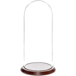 Plymor 5.5" x 13" Glass Display Dome Cloche (Dark Mahogany Veneer Base) - Picture 1 of 2