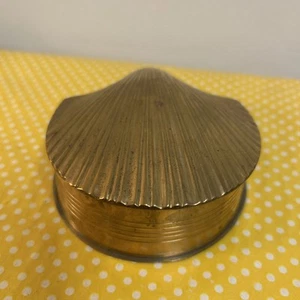 Vintage Brass Clam Sea Shell Trinket Box Hinged Lid Nautical Coastal Decor India - Picture 1 of 20