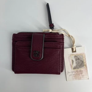 Jessica Simpson Burgund Kunstleder Kartenetui Reißverschluss Etui Ausweisfenster - Bild 1 von 7